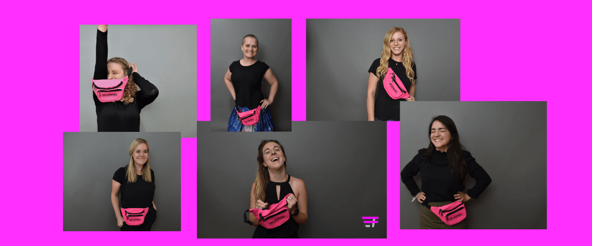 Women of Funnel with pink fanny packs