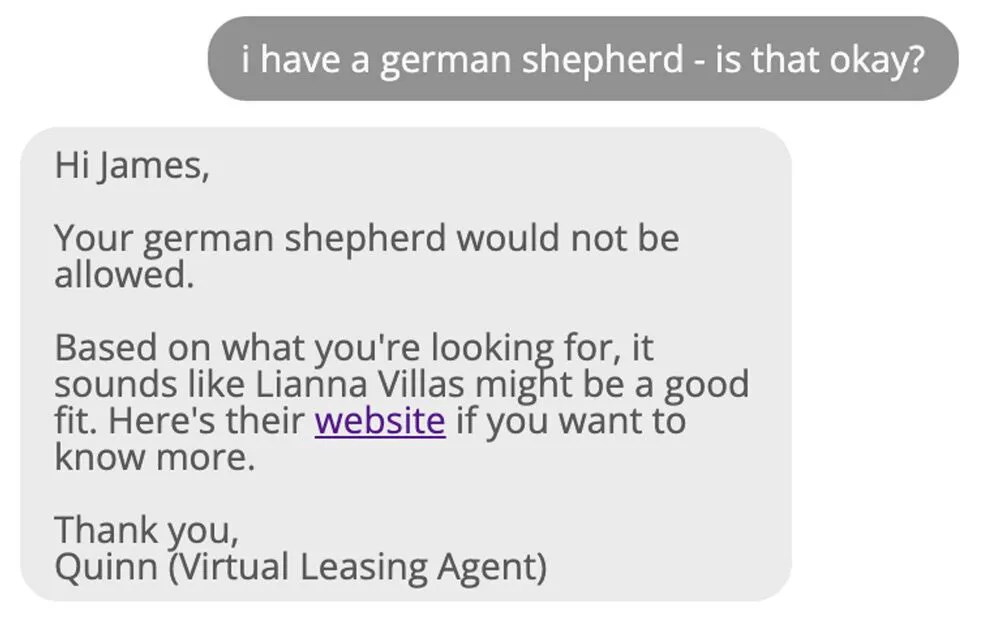 Multifamily virtual leasing agent